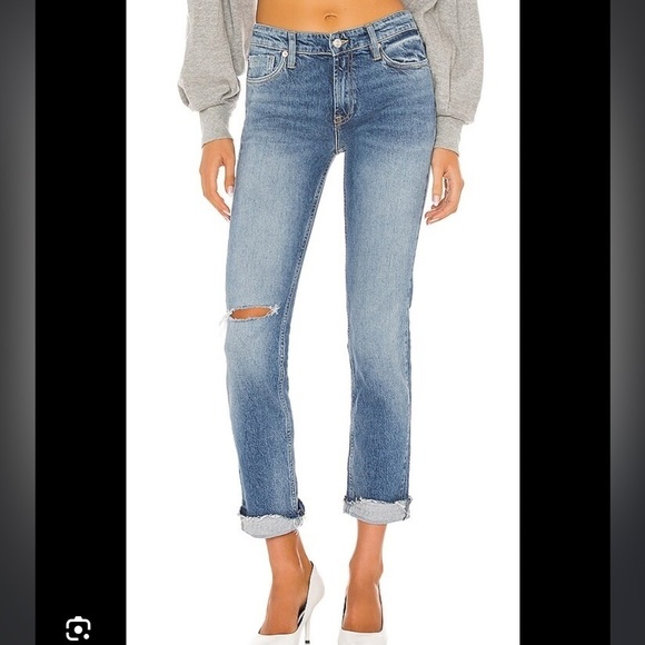 Free People Jeans Women Size 29 Slim Boyfriend Distressed High Rise Raw Hem CL - Picture 7 of 9